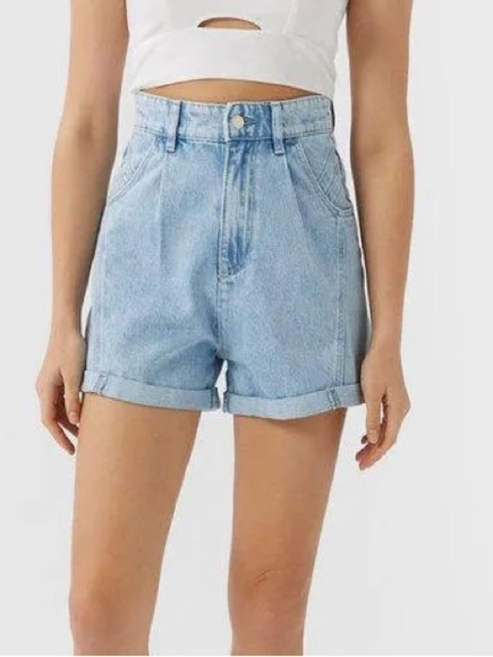 Stradivarius Light Blue High-Rise short